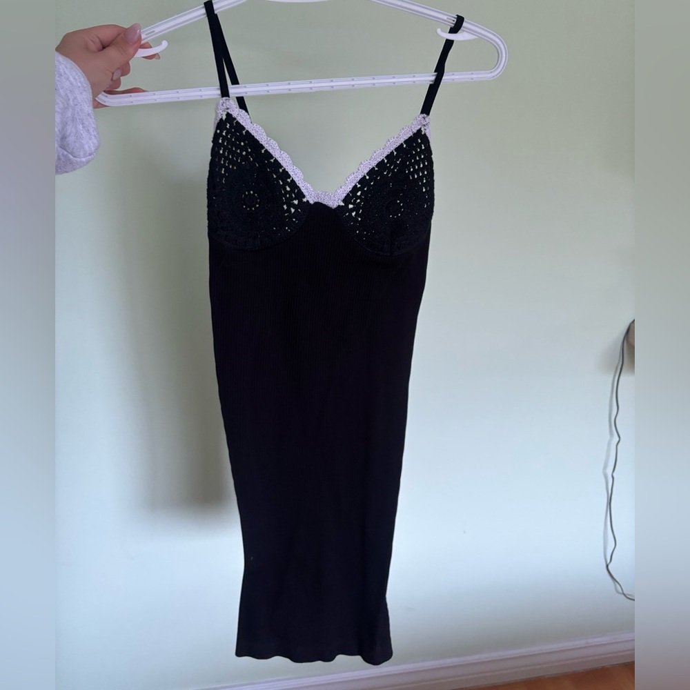 Elegant Black Crochet Slip Dress